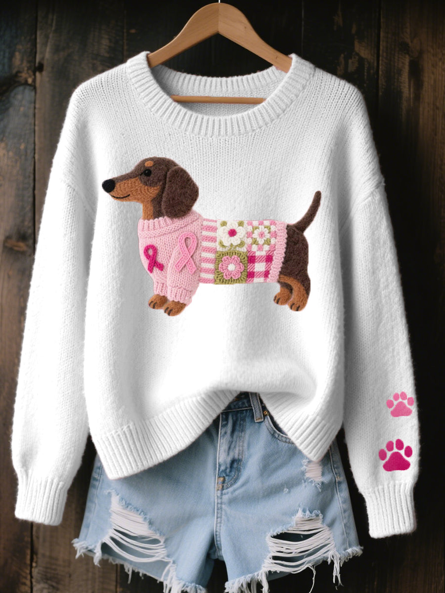Clodagh | Jersey de Punto con Detalle de Perro Salchicha de Lana Fieltrada