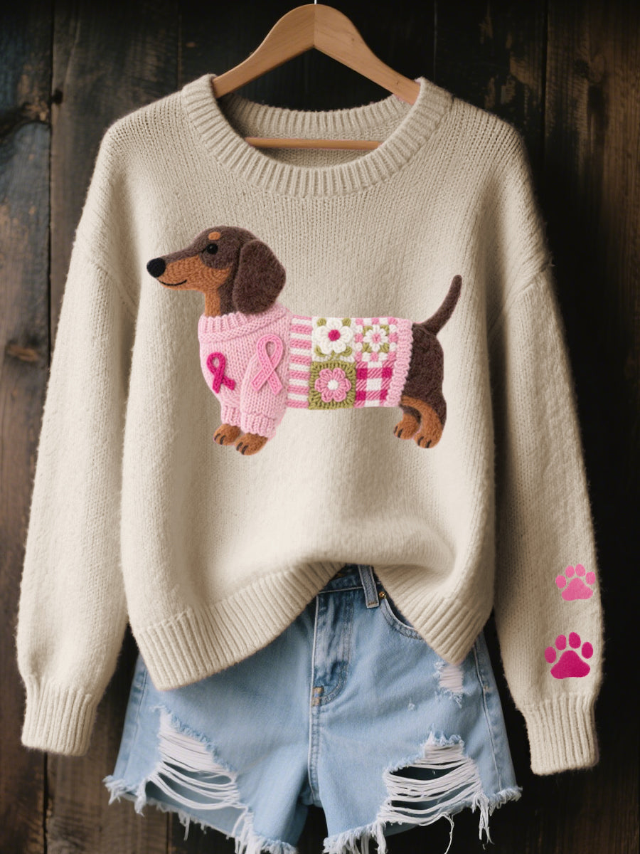 Clodagh | Jersey de Punto con Detalle de Perro Salchicha de Lana Fieltrada
