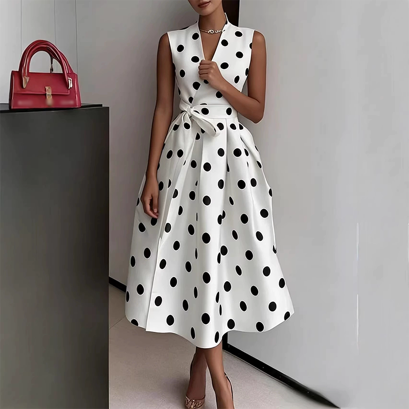 Dotty – Vestido de Lunares con Cuello en V
