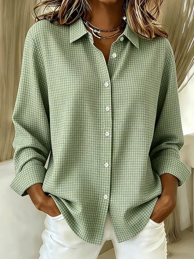 Hillrose | Blusa Relajada de Cuadros Vichy con Botones